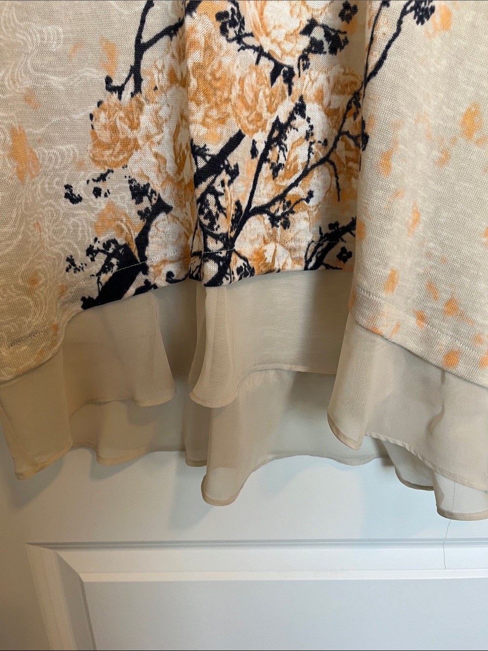 Style & Co. Beige Floral & Crane V-Neck Tunic with Navy Accents - Picture 5 of 9